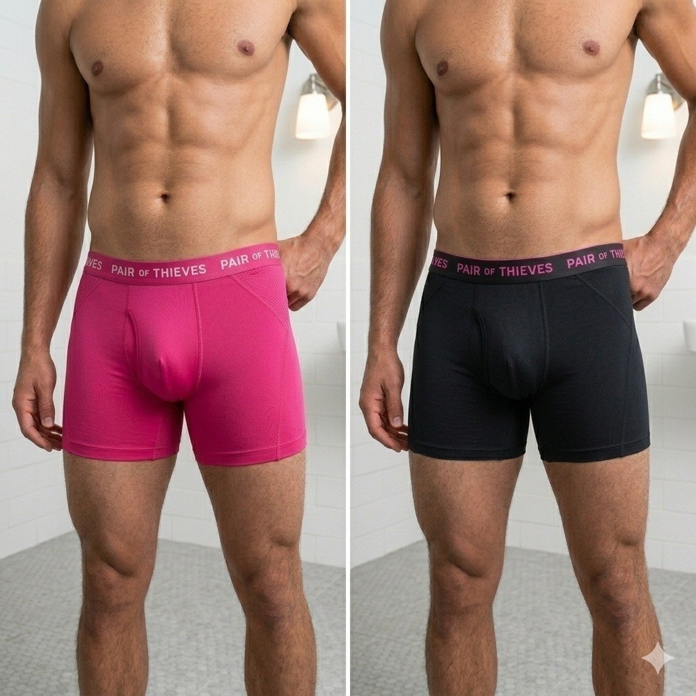 Pair of Thieves Boxer Brief Men XL Pink Black New 2-Pack SuperCool  **NEW**